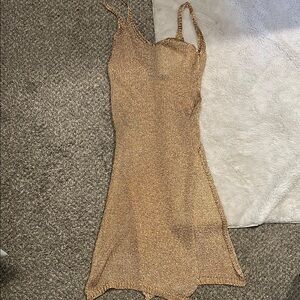 Tan Spaghetti Strap Slip Dress for Night Out